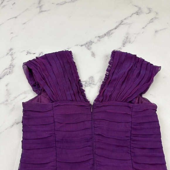 Tadashi Shoji Collection Sheath Cocktail Dress Size 4 Purple Pink Silk Pleated - Picture 8 of 10